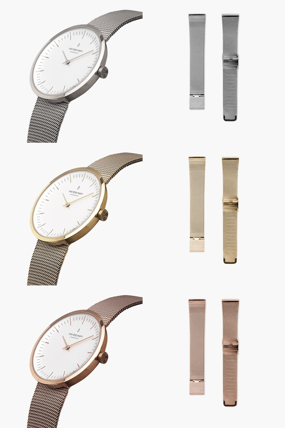 【なります】 Nordgreen[ノードグリーン]Unika 北欧デザイン腕時計 マットメタルダイヤル シルバー 5リンクブレス28mm