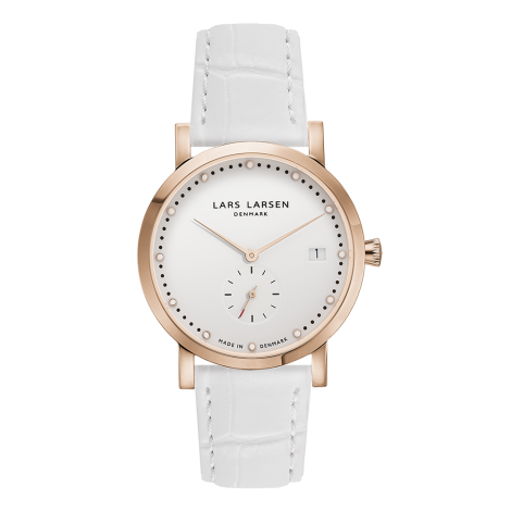 Helena (LW37) Rose gold with White leather strap LLARSEN（エルラーセン）