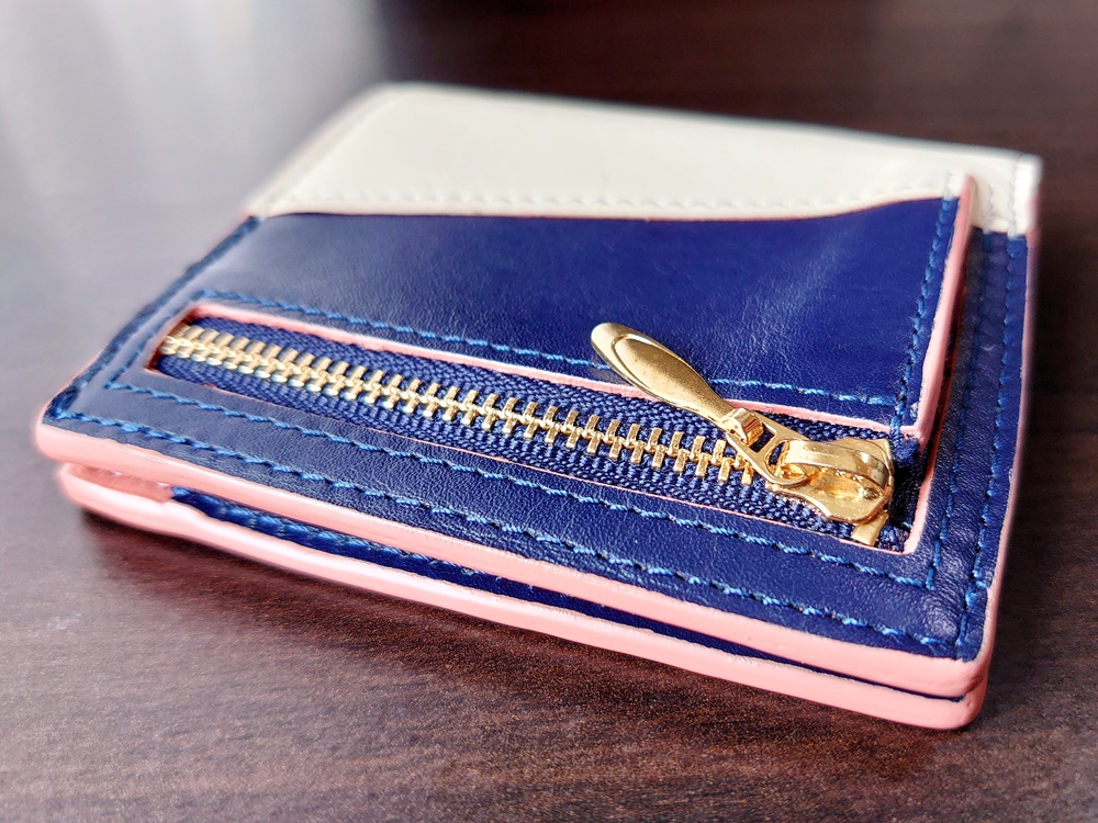 2つ折りエッジカラー財布（アシンメトリー）レビュー JOGGO（ジョッゴ）小銭入れ YKK製ファスナー