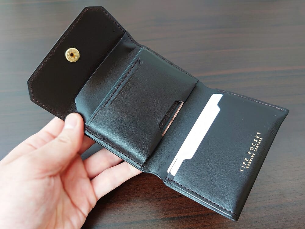 LIFE POCKET（ライフポケット）MiniWallet3 ミニウォレット3 espresso エスプレッソ お金やカードを入れての使い勝手 財布全体