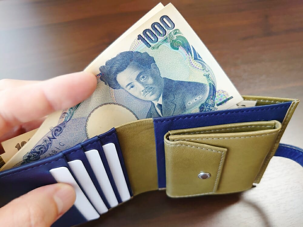 JOGGO（ジョッゴ）ENISHI 2つ折り財布 姫路レザー（グリーン、ブルー）札入れ 使い勝手2