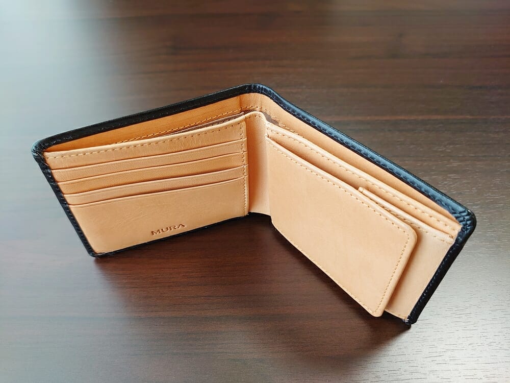 二つ折り財布 st-819 イタリアンレザー（フルグレイン）スキミング防止機能付 MURA（ムラ）見開き 厚み 札入れ カードポケット