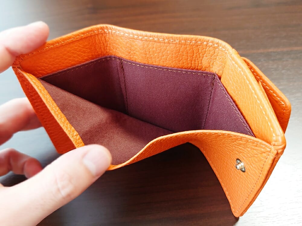 三つ折り財布 ST-909 イタリア製シュリンクレザー スキミング防止機能付 ミニ財布（オレンジ）MURA（ムラ）札入れ
