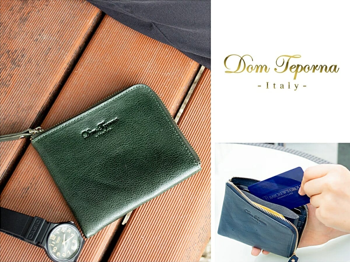 Dom Teporna ドンテポーナ L字ファスナー 薄型 小さい財布 本革 イタリアンレザー 財布 大容量 メンズ レディース 全6色
