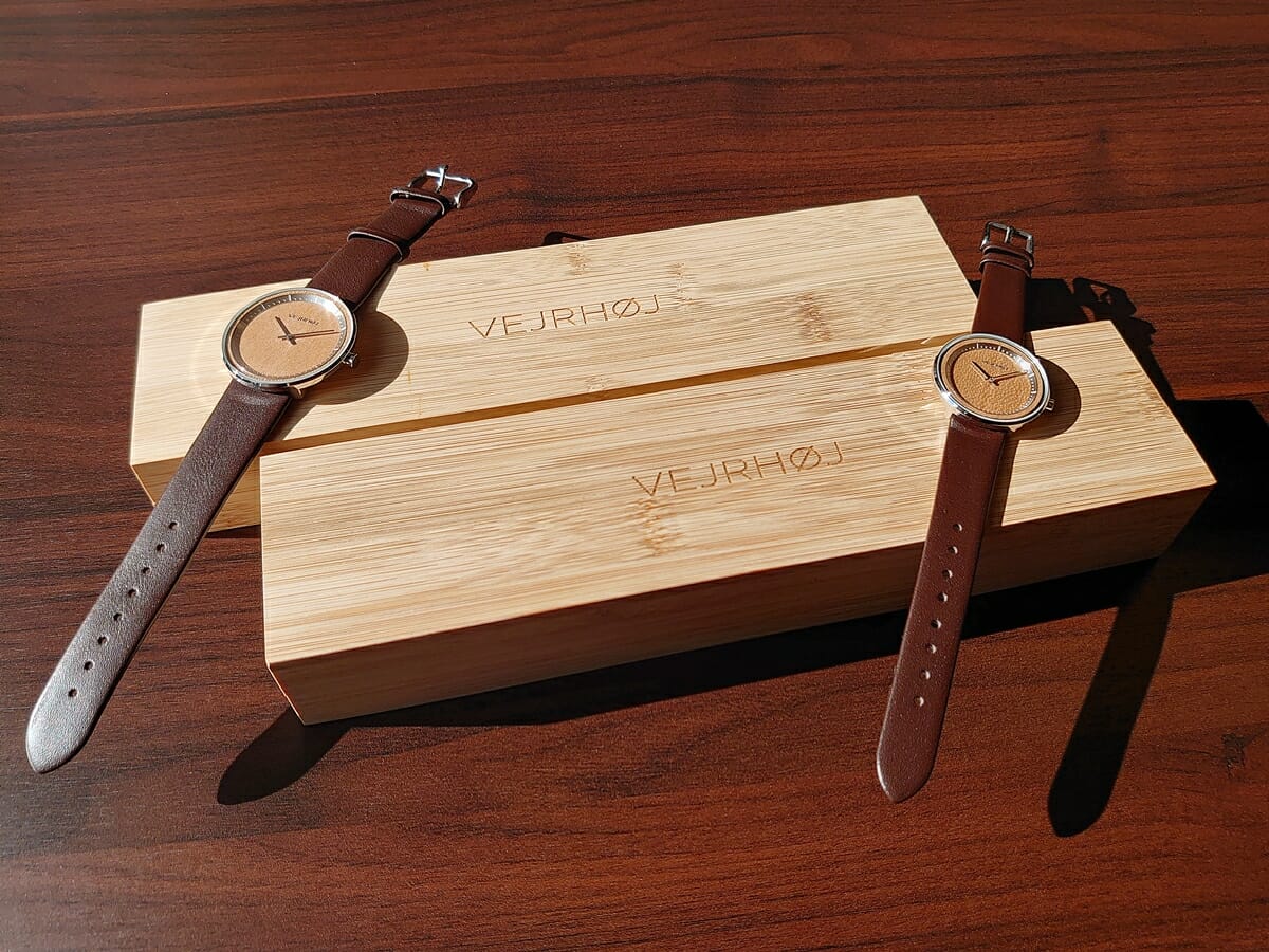 SAKURA 40mm 34mm Petite 天然の桜の木 腕時計 比較レビュー VEJRHØJ（ヴェアホイ）木製ボックスの違いも楽しめる