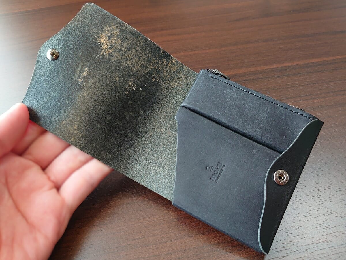 小さく薄い財布SAKU ブッテーロ Buttero ブラック buttero-black moku もく デザイン 内装 財布全体