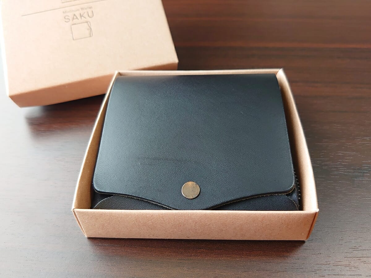 小さく薄い財布SAKU ブッテーロ Buttero ブラック buttero-black moku もく デザイン 専用ケース