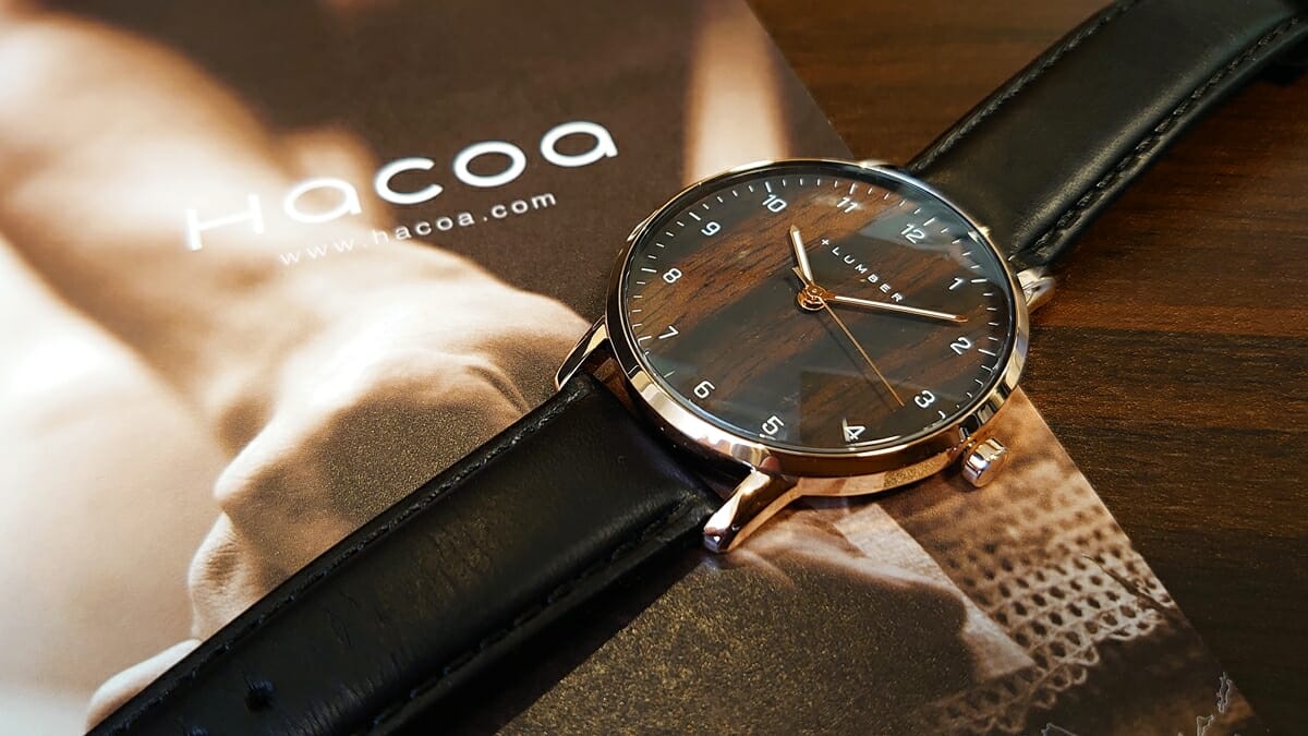 Hacoa ハコア WATCH 8800 エボニー（黒檀）40mm ブラック本革レザーベルト +LUMBER プラスランバー 腕時計レビュー カスタムファッションマガジン