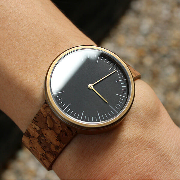 CONNIE Simple Watch コルクレザー腕時計 38mm ブラック Hacoa ハコア 木製腕時計 Anewood アニュウド