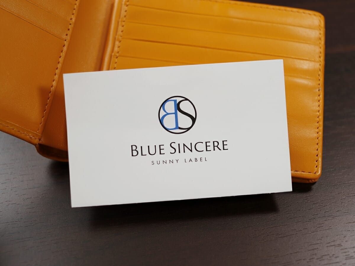 イタリアンレザー 二つ折り財布 LIAM（リアム）ILW3 レトロキャメル BLUE SINCERE（ブルーシンシア）財布レビュー ブランドカード1