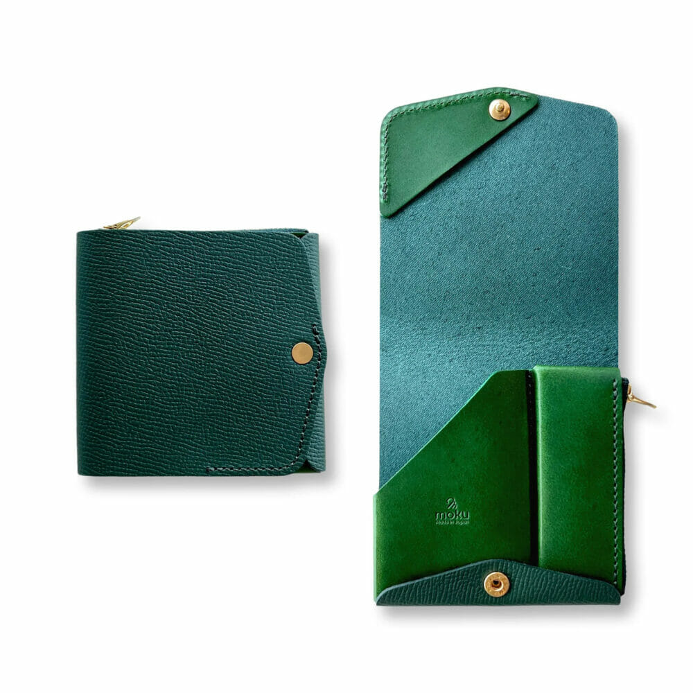 小さく薄い財布Saku ver.2 ノブレッサカーフ noblessacalf-green（グリーン）moku（モク）
