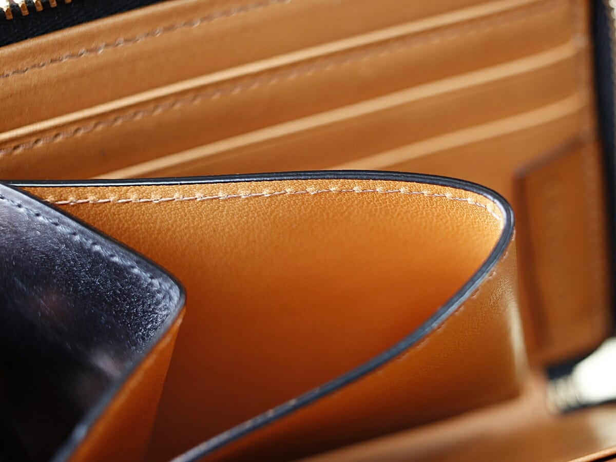 Bridle Leather ブライドルレザー L字ファスナー財布 CRAFSTO（クラフスト）財布レビュー 内装デザイン コバ塗り2