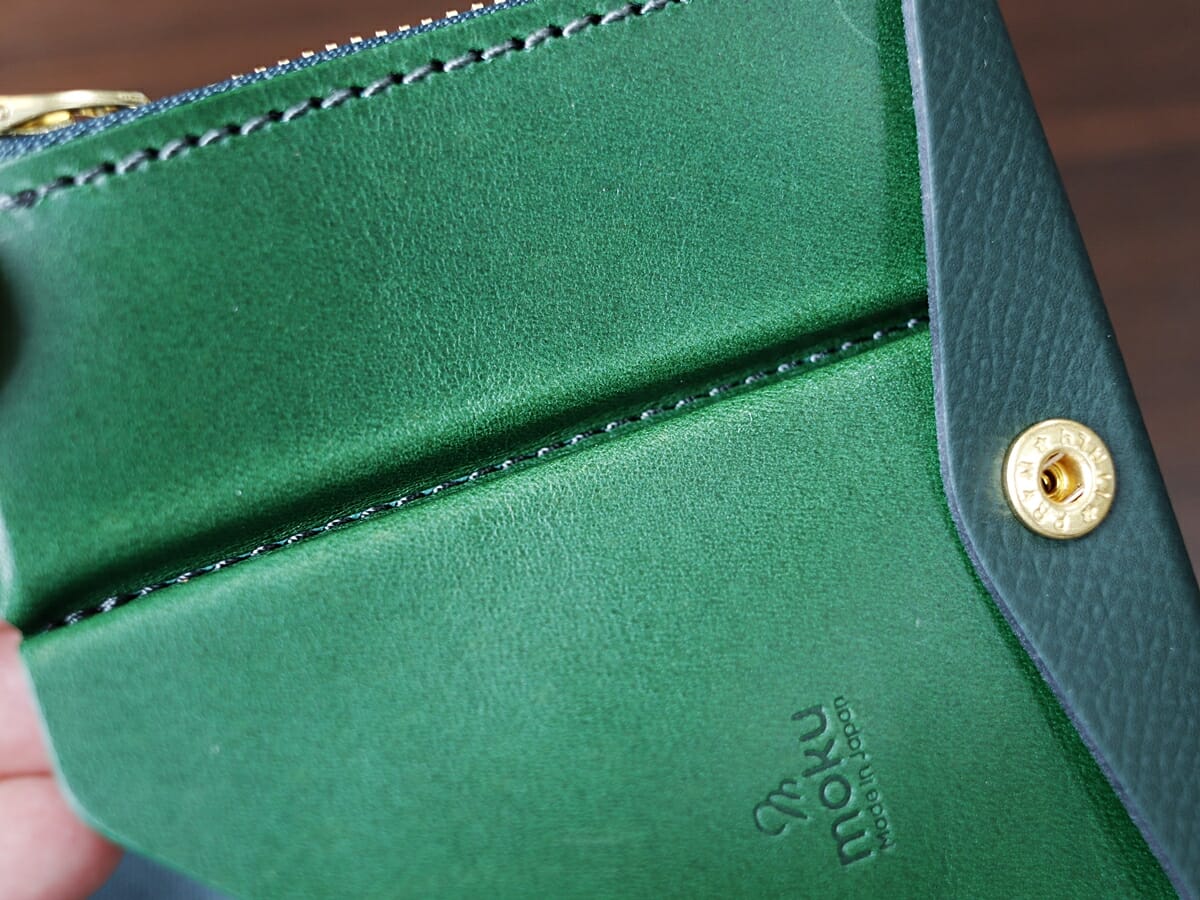 小さく薄い財布Saku ver.2 ノブレッサカーフ グリーン noblessacalf-green moku（モク）内装 収納部 ブッテーロ カード入れ 小銭入れ5