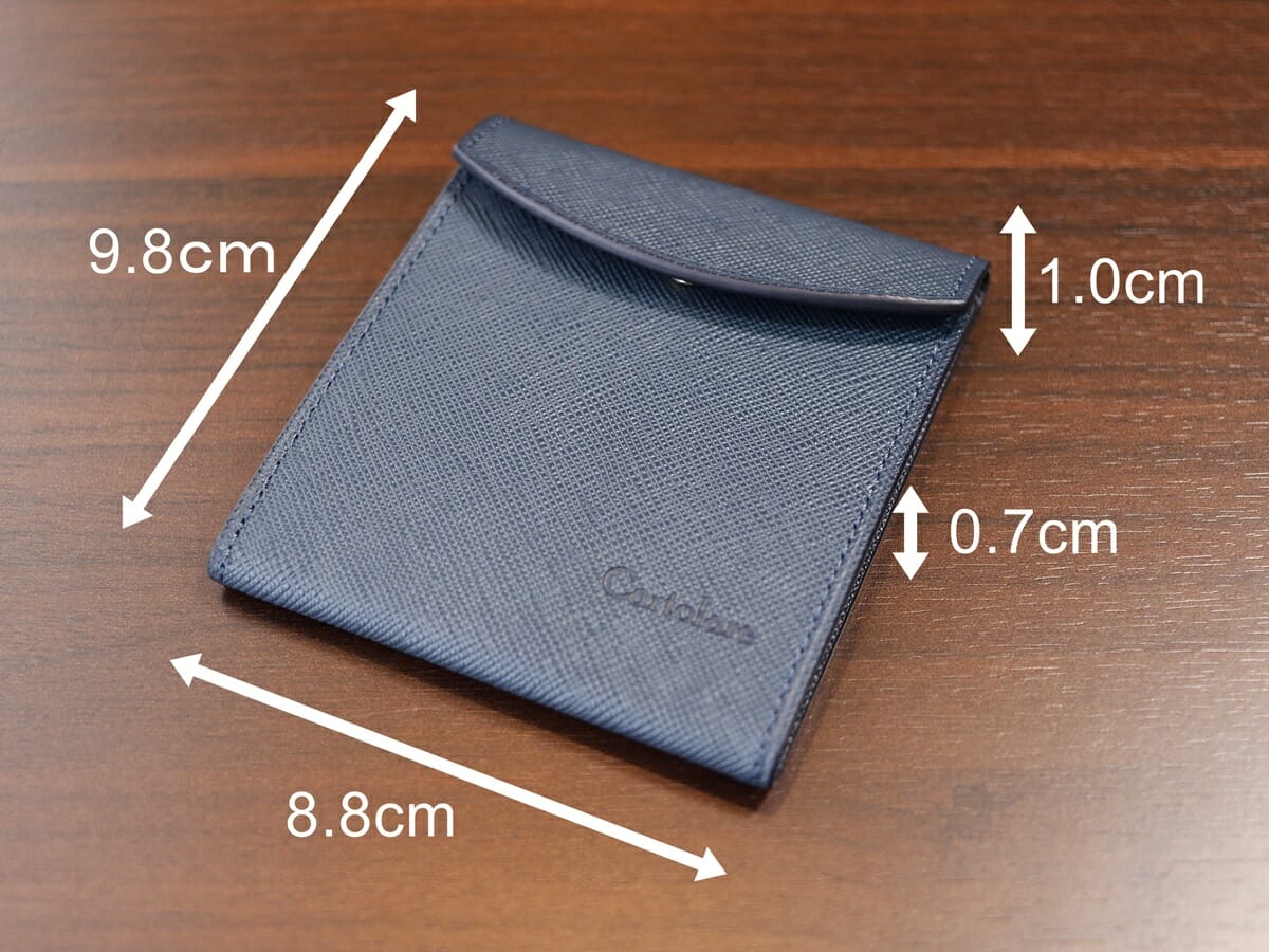Cartolare（カルトラーレ）薄い二つ折り財布 フラットウォレット（ネイビー）財布レビュー カスタムファッションマガジン サイズ