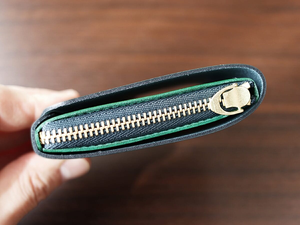 小さく薄い財布Saku ver.2 ノブレッサカーフ グリーン noblessacalf-green moku（モク）デザイン5