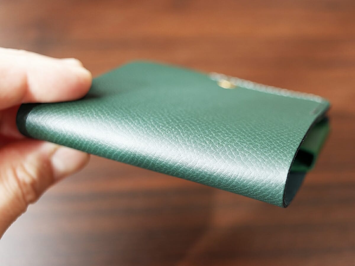 小さく薄い財布Saku ver.2 ノブレッサカーフ グリーン noblessacalf-green moku（モク）デザイン2