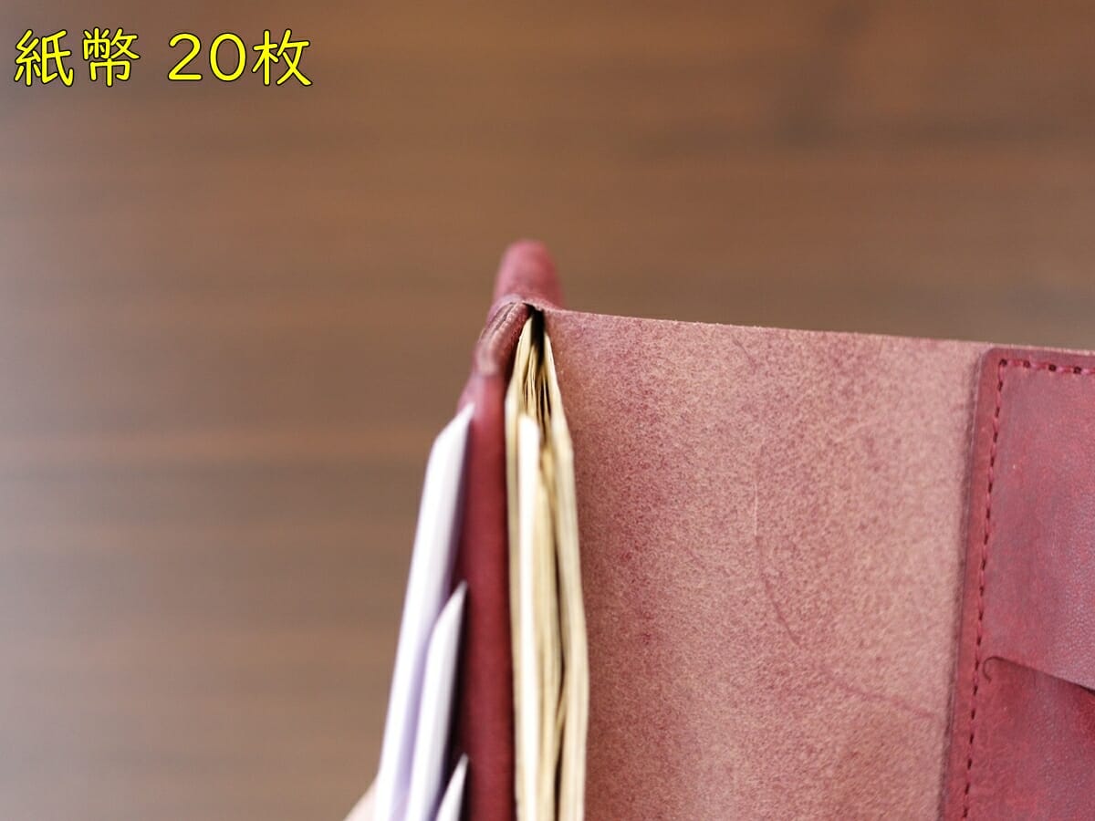 小さく薄い長財布Uno（ウーノ）moku モク もく プエブロレザー 財布レビュー 最大収納量での使い心地4