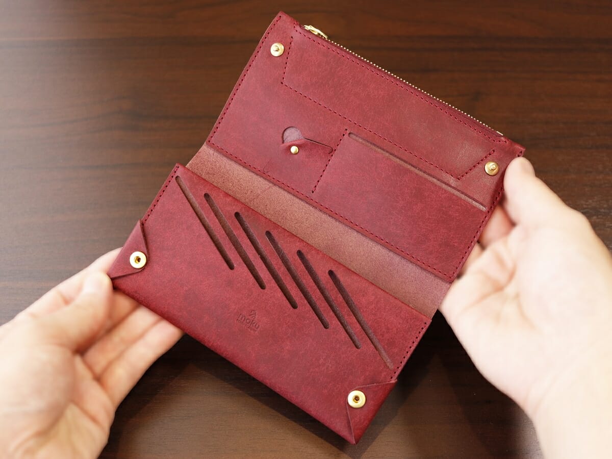 小さく薄い長財布Uno（ウーノ）moku モク もく プエブロレザー 財布レビュー 内装デザイン1