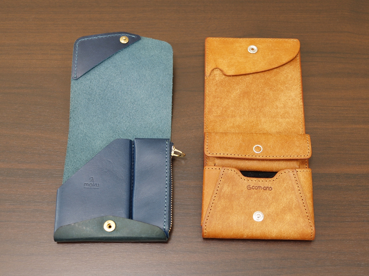 moku（モク）小さく薄い財布Saku Ver.2 com-ono（コモノ）薄い財布 Slim-005pb 財布の比較レビュー 収納配置