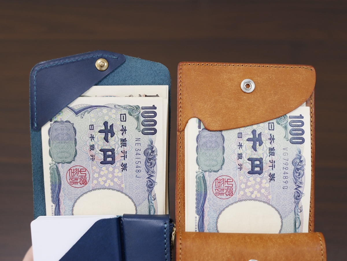 moku（モク）小さく薄い財布Saku Ver.2 com-ono（コモノ）薄い財布 Slim-005pb 財布の比較レビュー 札スペース1