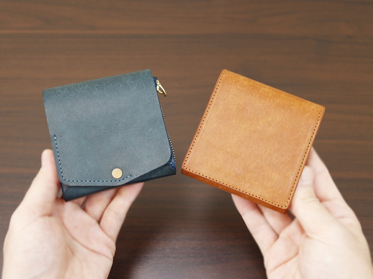 moku（モク）小さく薄い財布Saku Ver.2 com-ono（コモノ）薄い財布 Slim-005pb 財布の比較レビュー 収納後 フォルム